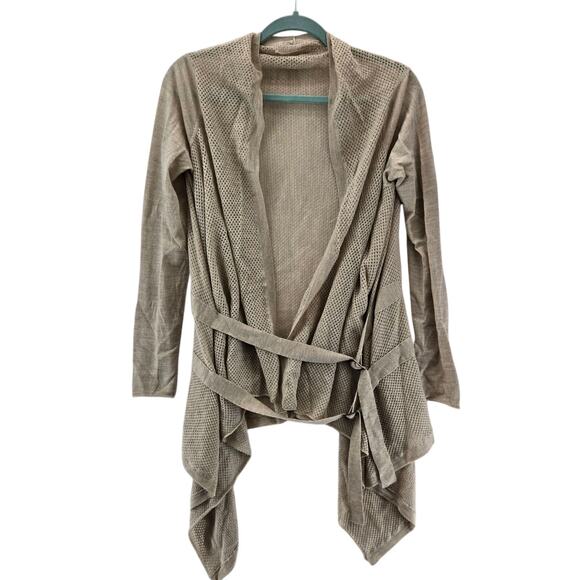 Zadig & Voltaire Cardigan Sweater Womens Neutrals Beige Buckles Scarf Hem - Picture 1 of 9